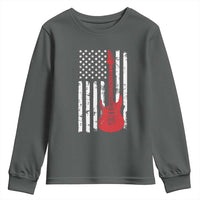Bass Guitar Player Youth Sweatshirt USA American Flag Musician Guitarist - Wonder Print Shop