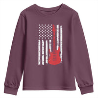 Bass Guitar Player Youth Sweatshirt USA American Flag Musician Guitarist - Wonder Print Shop