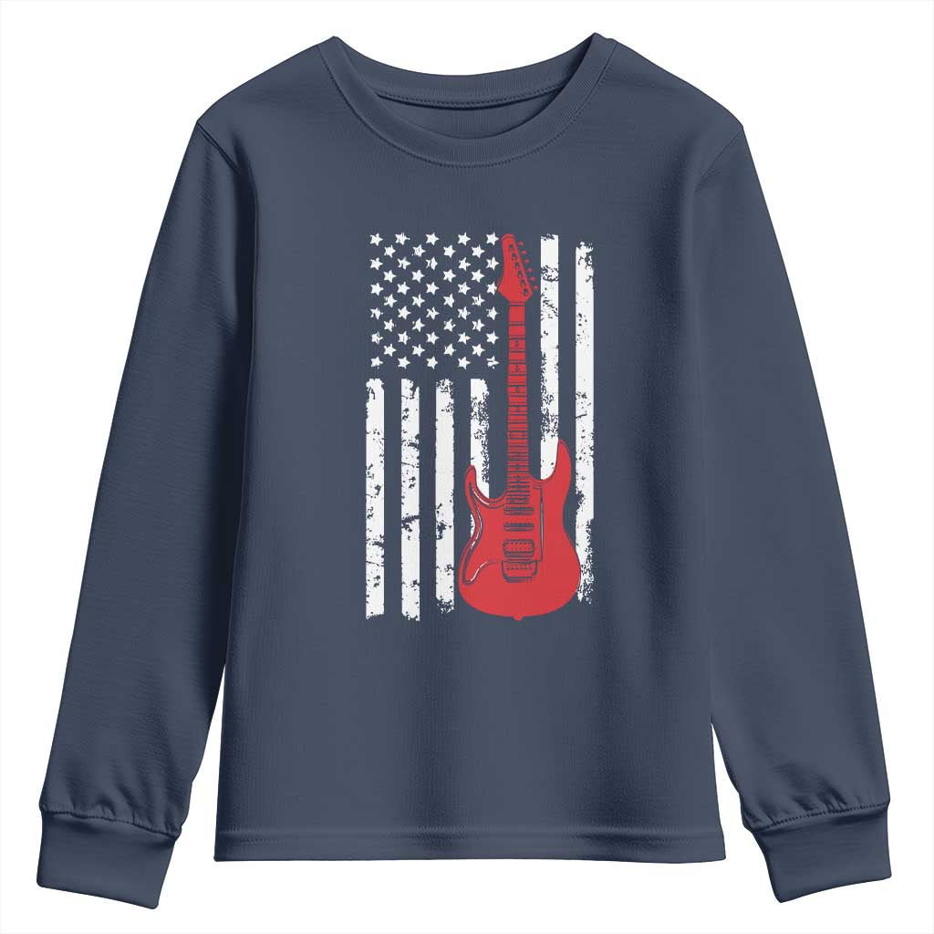 Bass Guitar Player Youth Sweatshirt USA American Flag Musician Guitarist - Wonder Print Shop