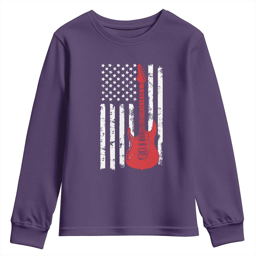 Bass Guitar Player Youth Sweatshirt USA American Flag Musician Guitarist - Wonder Print Shop