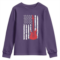 Bass Guitar Player Youth Sweatshirt USA American Flag Musician Guitarist - Wonder Print Shop