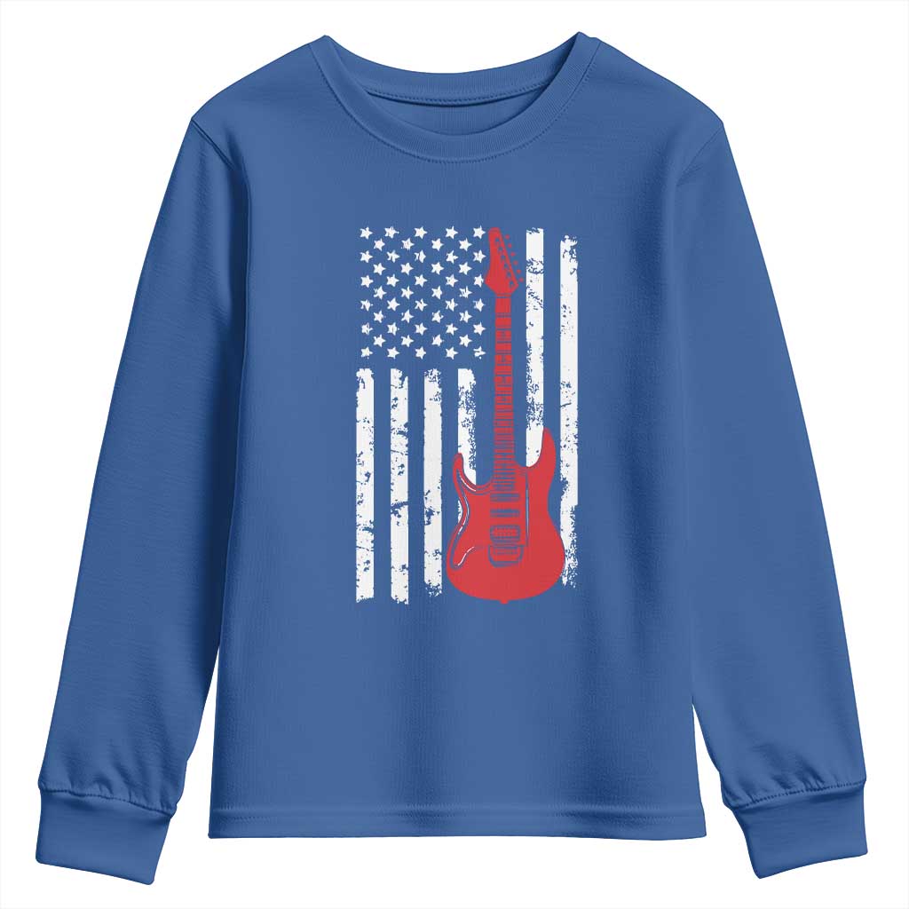 Bass Guitar Player Youth Sweatshirt USA American Flag Musician Guitarist - Wonder Print Shop