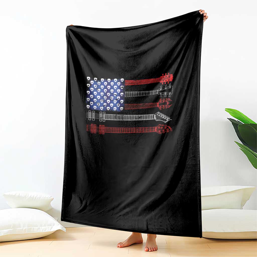 USA Flag Guitar Player Throw Blanket 4th of July Musician Guitarist - Wonder Print Shop