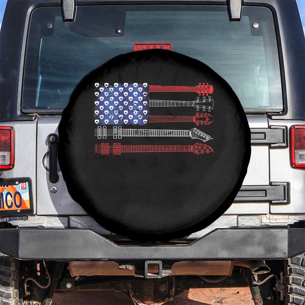 USA Flag Guitar Player Spare Tire Cover 4th of July Musician Guitarist - Wonder Print Shop