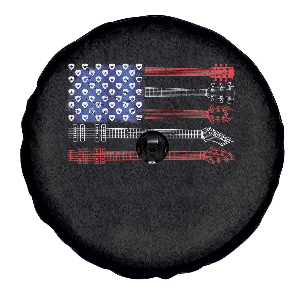 USA Flag Guitar Player Spare Tire Cover 4th of July Musician Guitarist - Wonder Print Shop