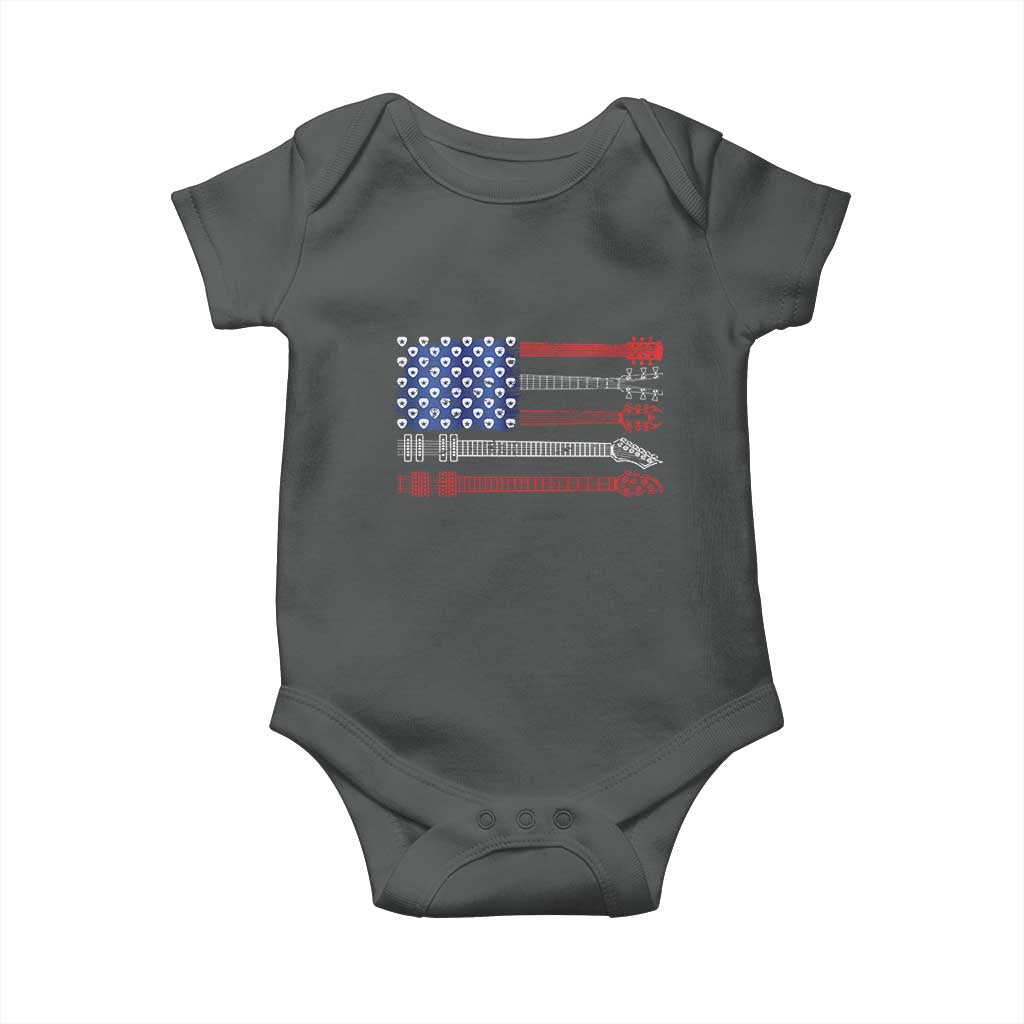 USA Flag Guitar Player Baby Onesie 4th of July Musician Guitarist - Wonder Print Shop