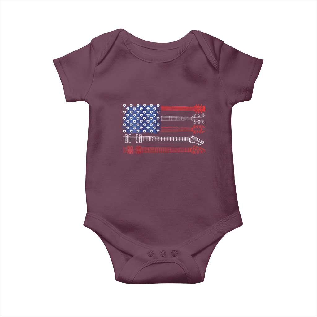USA Flag Guitar Player Baby Onesie 4th of July Musician Guitarist - Wonder Print Shop