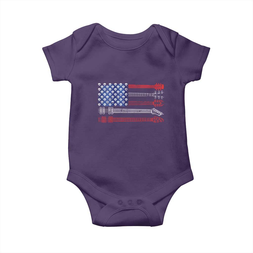 USA Flag Guitar Player Baby Onesie 4th of July Musician Guitarist - Wonder Print Shop