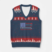 USA Flag Guitar Player V-Neck Knit Sweater Vest 4th of July Musician Guitarist - Wonder Print Shop