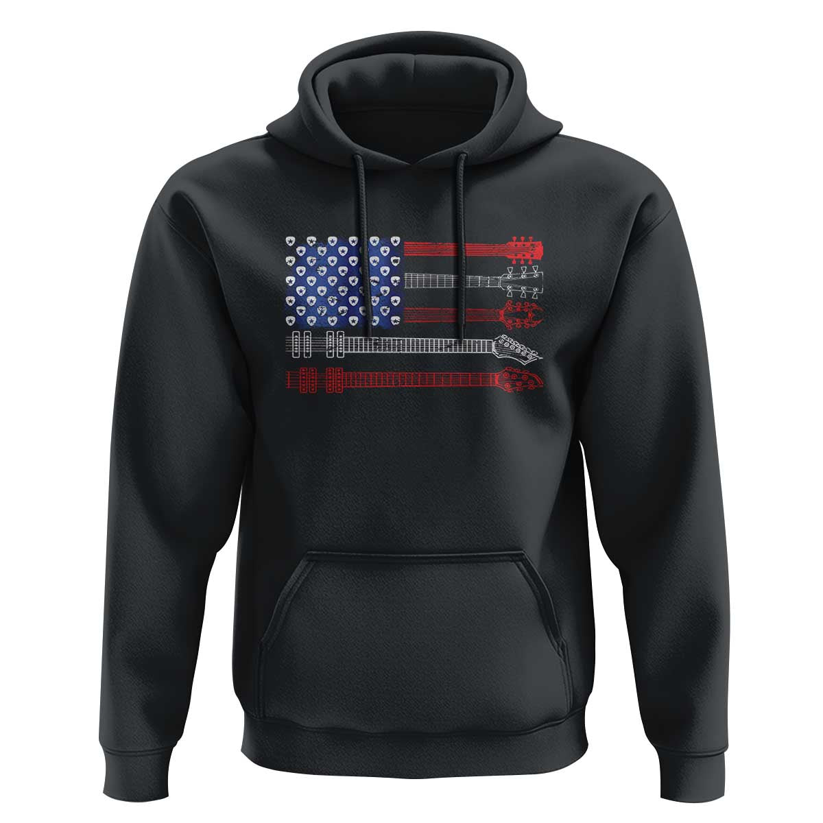 USA Flag Guitar Player Hoodie 4th of July Musician Guitarist - Wonder Print Shop