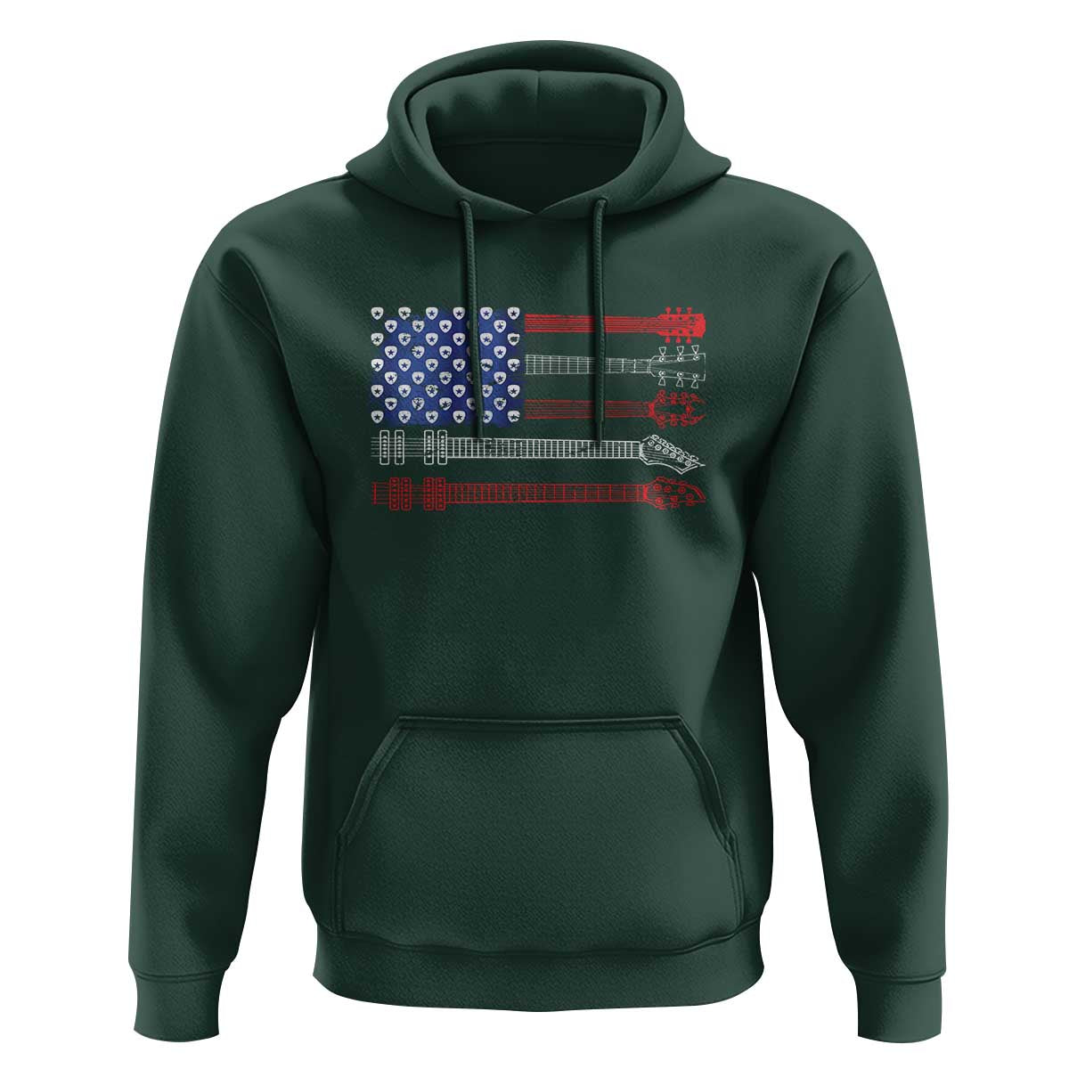 USA Flag Guitar Player Hoodie 4th of July Musician Guitarist - Wonder Print Shop
