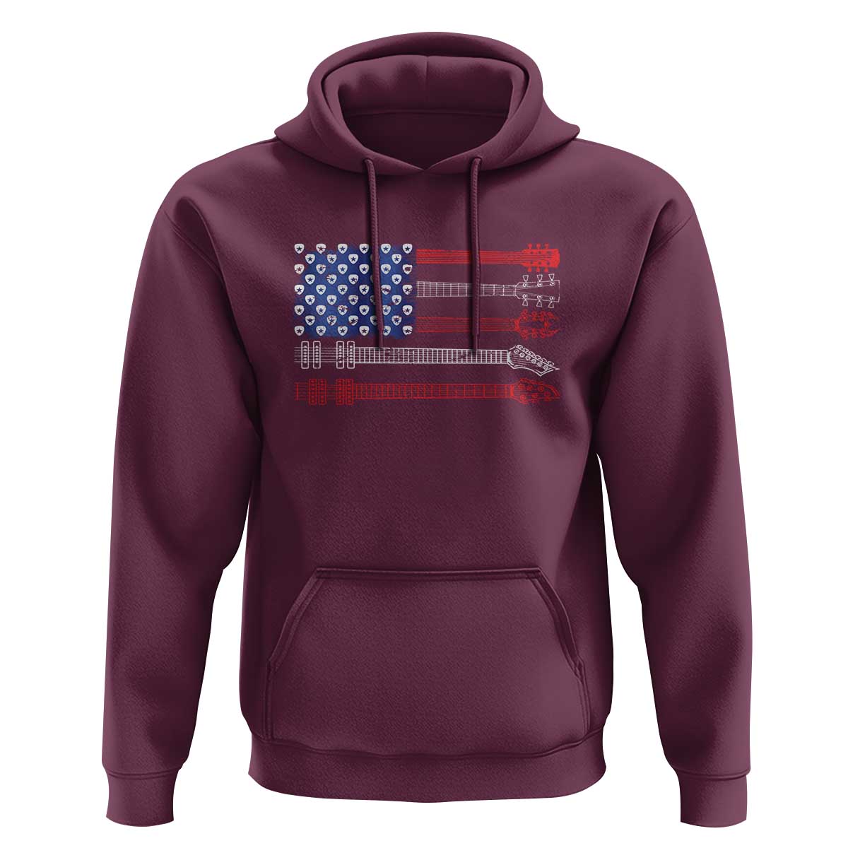 USA Flag Guitar Player Hoodie 4th of July Musician Guitarist - Wonder Print Shop