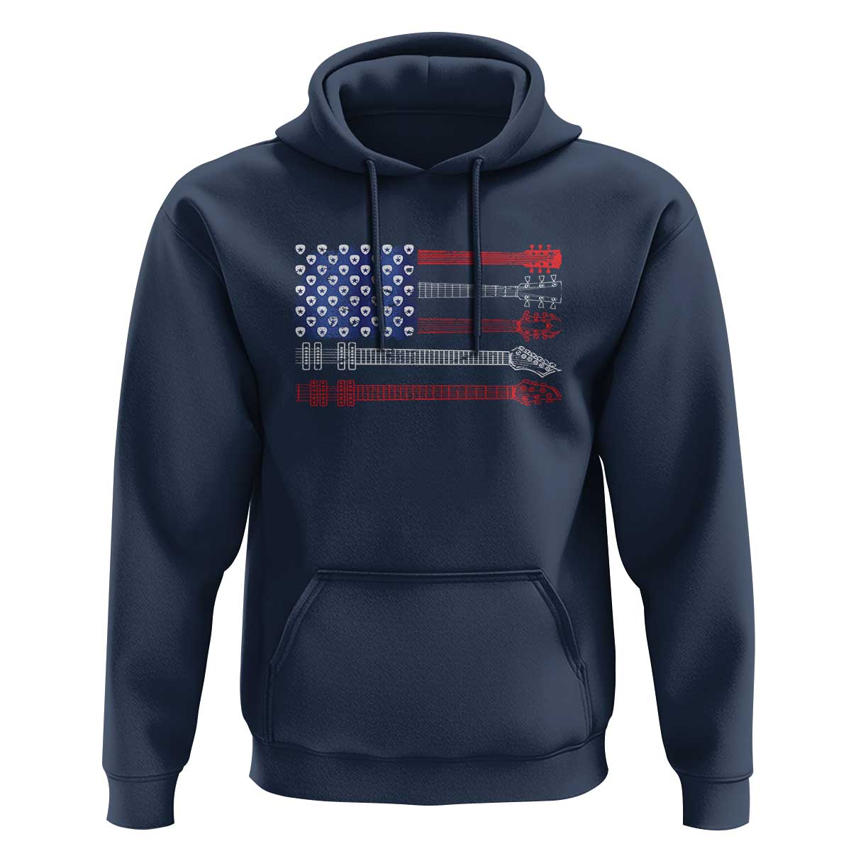 USA Flag Guitar Player Hoodie 4th of July Musician Guitarist - Wonder Print Shop
