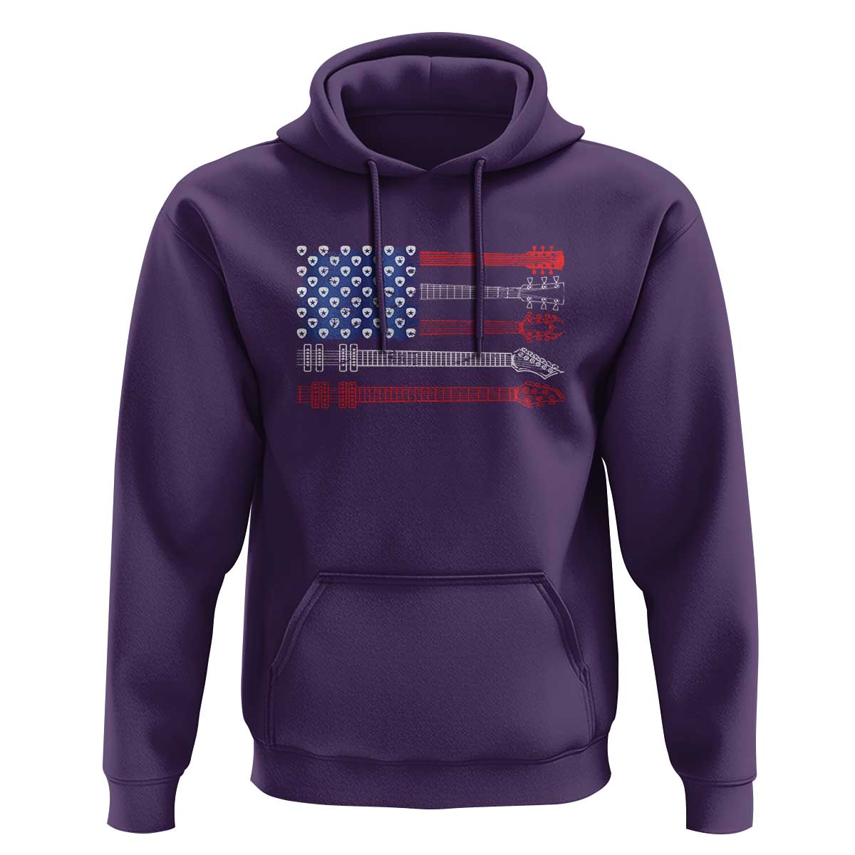 USA Flag Guitar Player Hoodie 4th of July Musician Guitarist - Wonder Print Shop