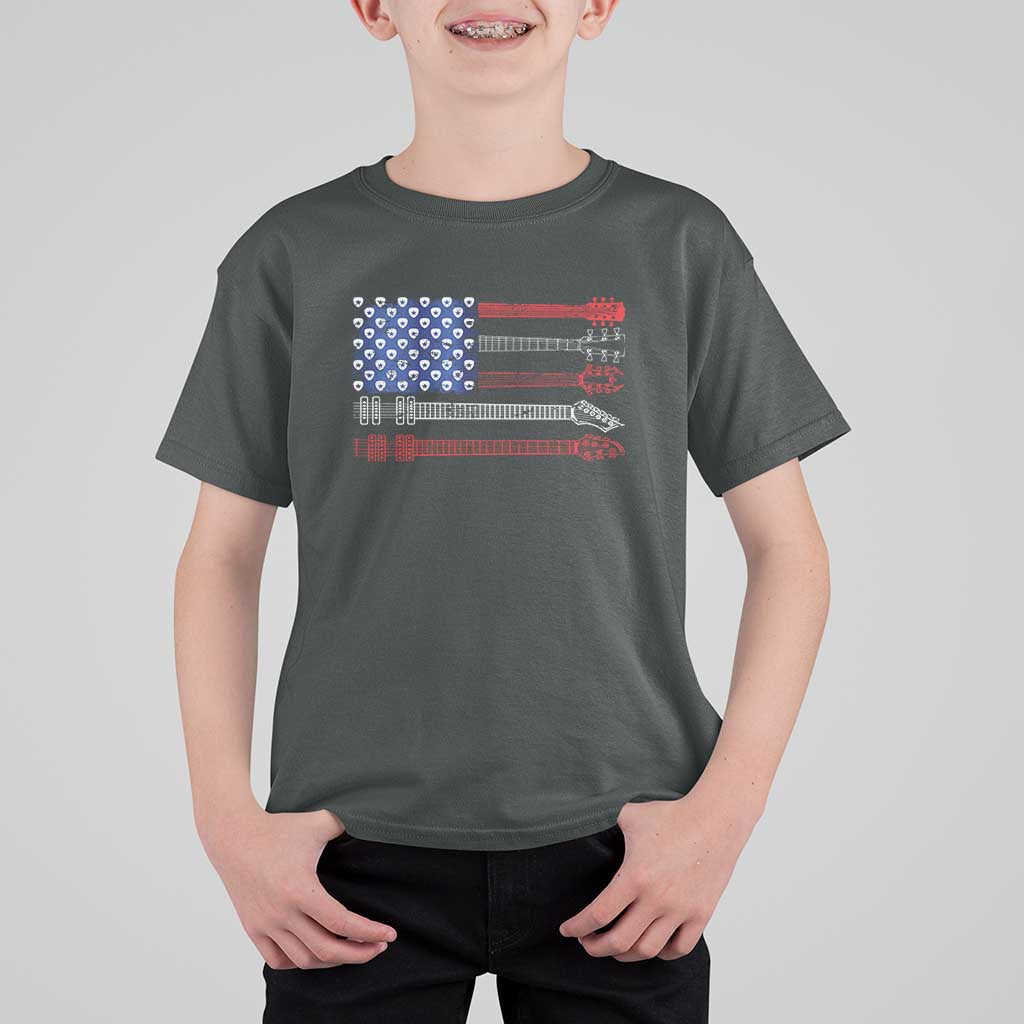USA Flag Guitar Player T Shirt For Kid 4th of July Musician Guitarist - Wonder Print Shop