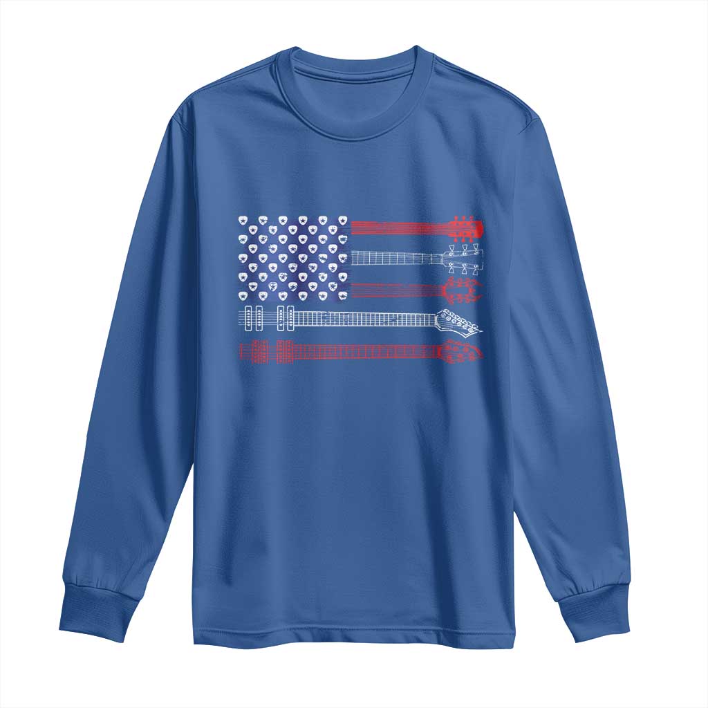 USA Flag Guitar Player Long Sleeve Shirt 4th of July Musician Guitarist - Wonder Print Shop