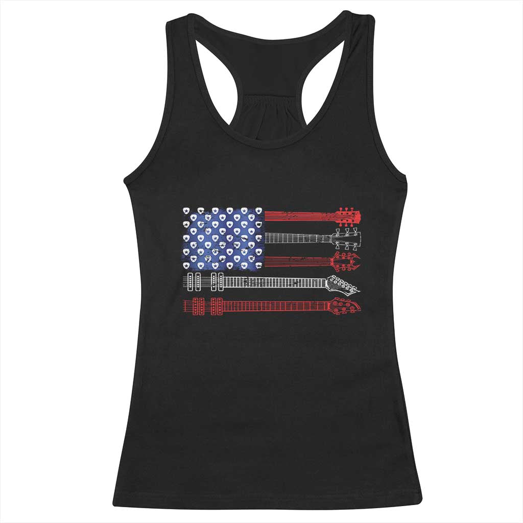 USA Flag Guitar Player Racerback Tank Top 4th of July Musician Guitarist - Wonder Print Shop