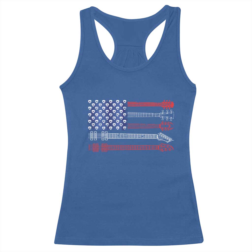 USA Flag Guitar Player Racerback Tank Top 4th of July Musician Guitarist - Wonder Print Shop