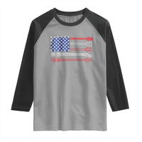 USA Flag Guitar Player Raglan Shirt 4th of July Musician Guitarist - Wonder Print Shop