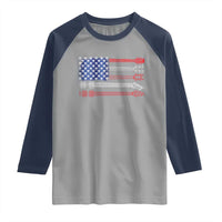 USA Flag Guitar Player Raglan Shirt 4th of July Musician Guitarist - Wonder Print Shop