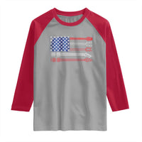 USA Flag Guitar Player Raglan Shirt 4th of July Musician Guitarist - Wonder Print Shop