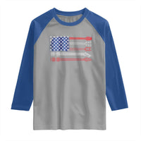 USA Flag Guitar Player Raglan Shirt 4th of July Musician Guitarist - Wonder Print Shop