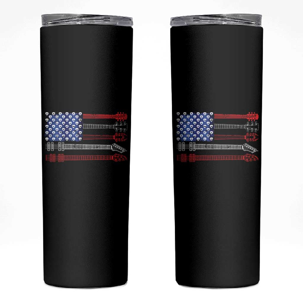 USA Flag Guitar Player Skinny Tumbler 4th of July Musician Guitarist - Wonder Print Shop
