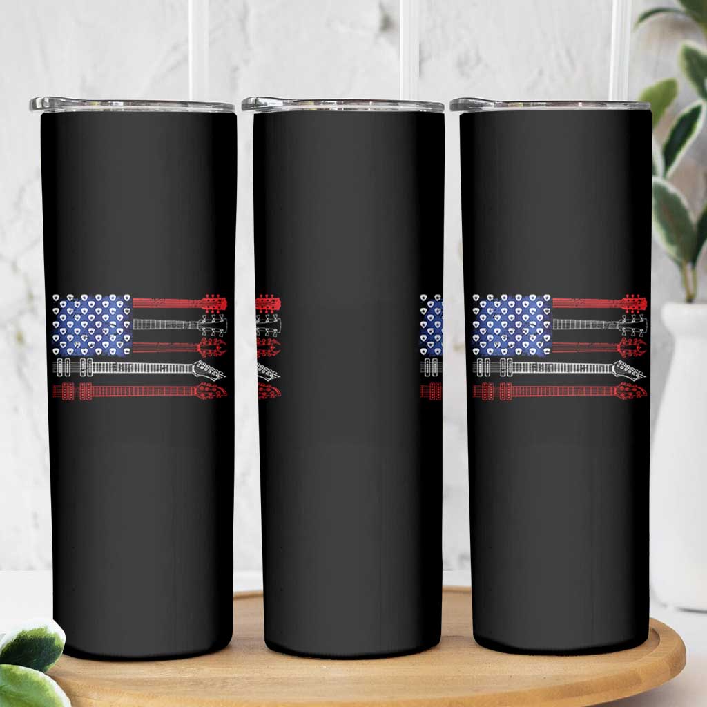 USA Flag Guitar Player Skinny Tumbler 4th of July Musician Guitarist - Wonder Print Shop