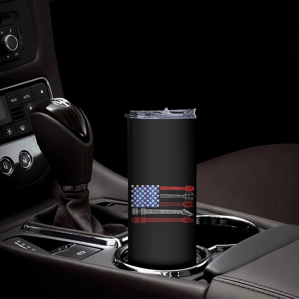 USA Flag Guitar Player Skinny Tumbler 4th of July Musician Guitarist - Wonder Print Shop