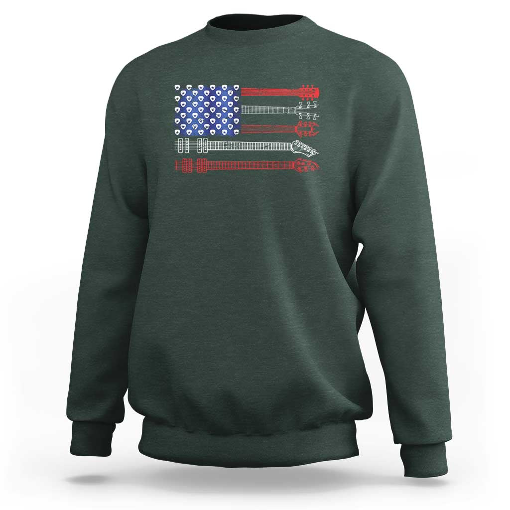 USA Flag Guitar Player Sweatshirt 4th of July Musician Guitarist - Wonder Print Shop