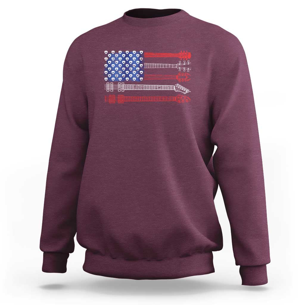 USA Flag Guitar Player Sweatshirt 4th of July Musician Guitarist - Wonder Print Shop