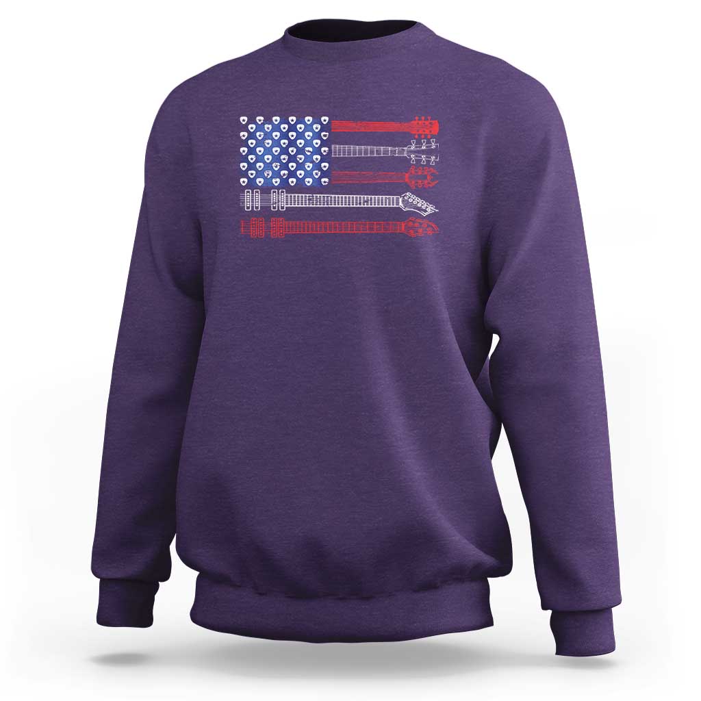 USA Flag Guitar Player Sweatshirt 4th of July Musician Guitarist - Wonder Print Shop