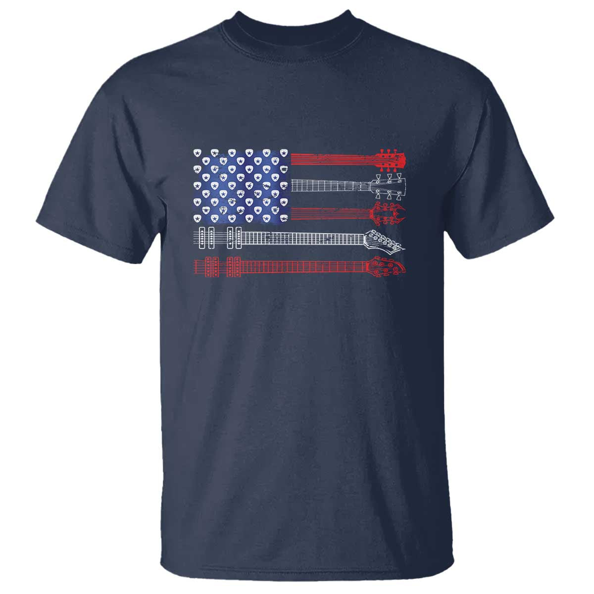 USA Flag Guitar Player T Shirt 4th of July Musician Guitarist - Wonder Print Shop