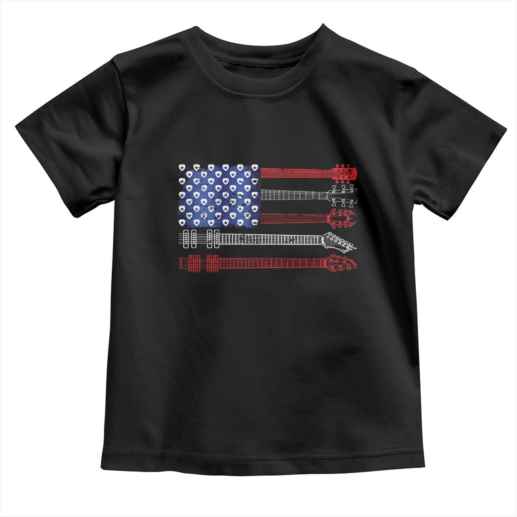 USA Flag Guitar Player Toddler T Shirt 4th of July Musician Guitarist - Wonder Print Shop