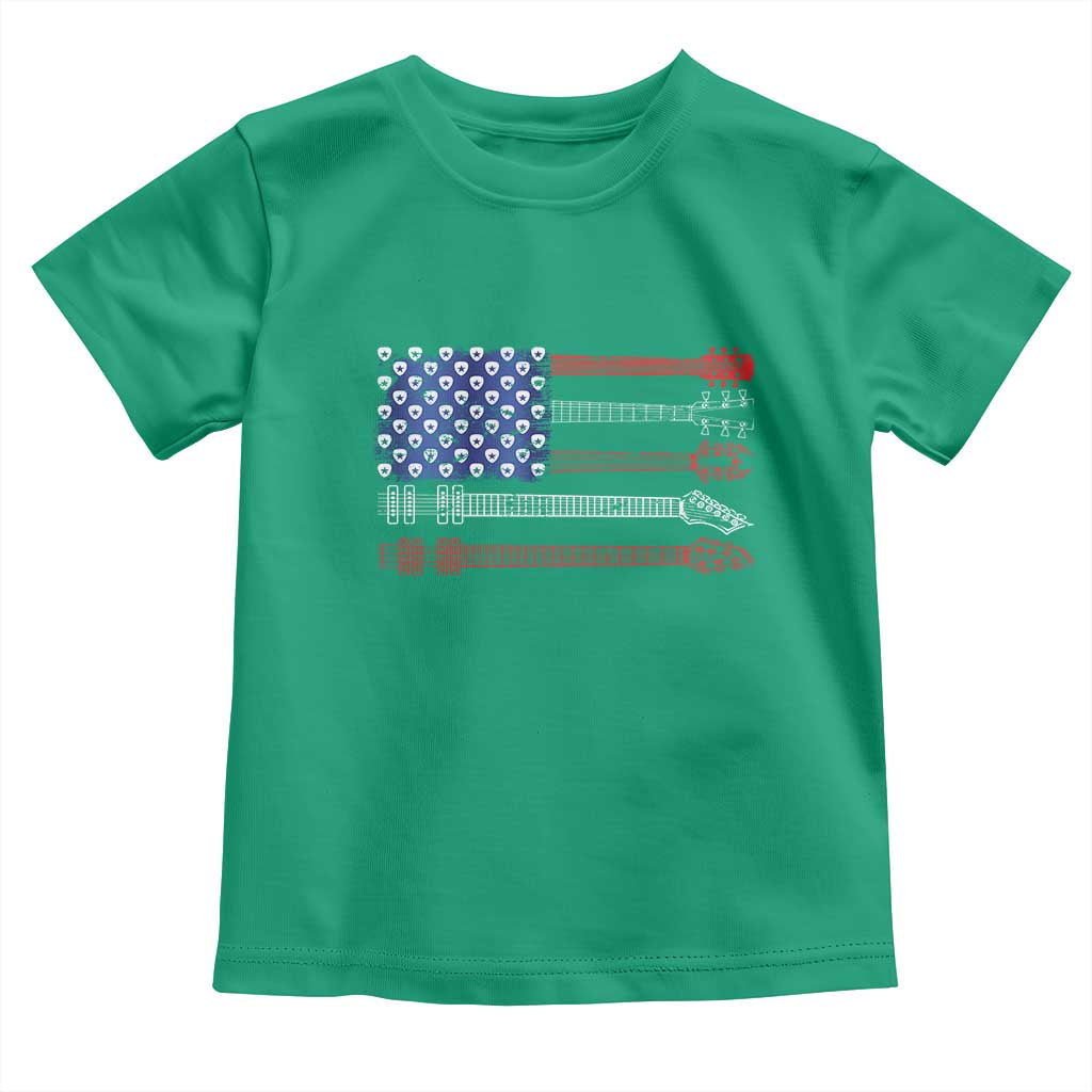 USA Flag Guitar Player Toddler T Shirt 4th of July Musician Guitarist - Wonder Print Shop