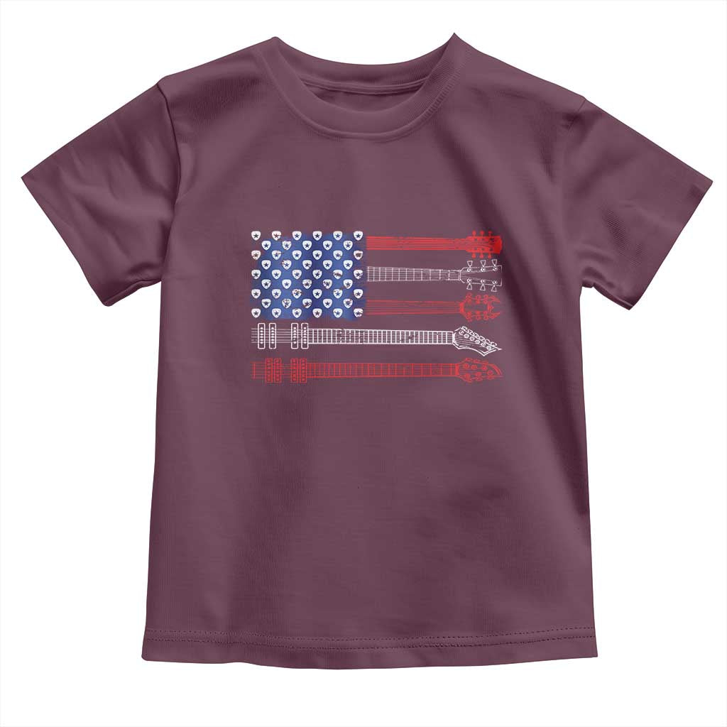 USA Flag Guitar Player Toddler T Shirt 4th of July Musician Guitarist - Wonder Print Shop
