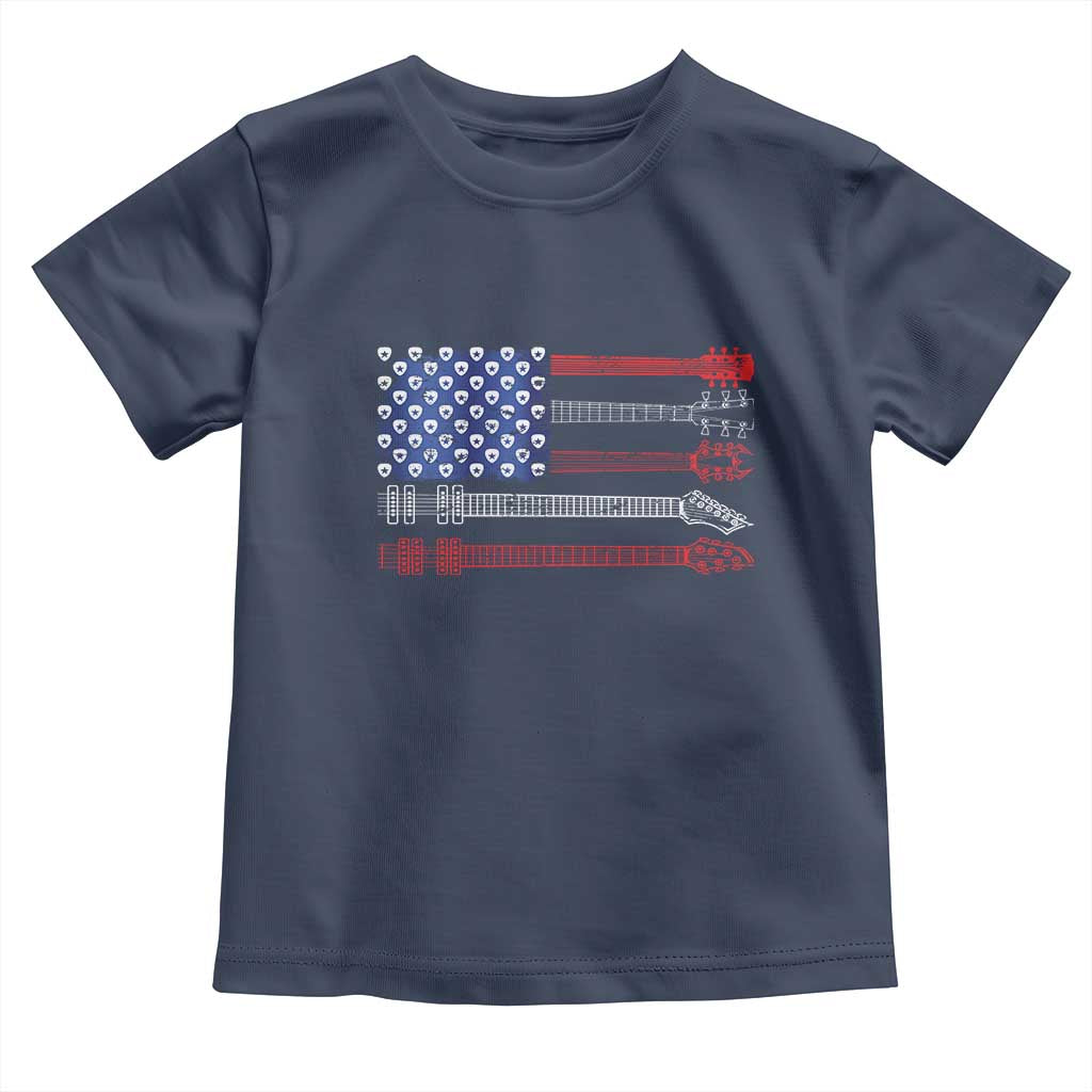 USA Flag Guitar Player Toddler T Shirt 4th of July Musician Guitarist - Wonder Print Shop