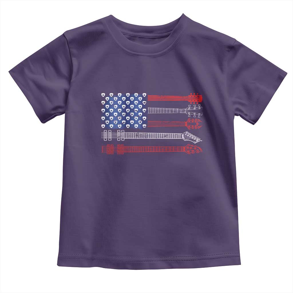 USA Flag Guitar Player Toddler T Shirt 4th of July Musician Guitarist - Wonder Print Shop
