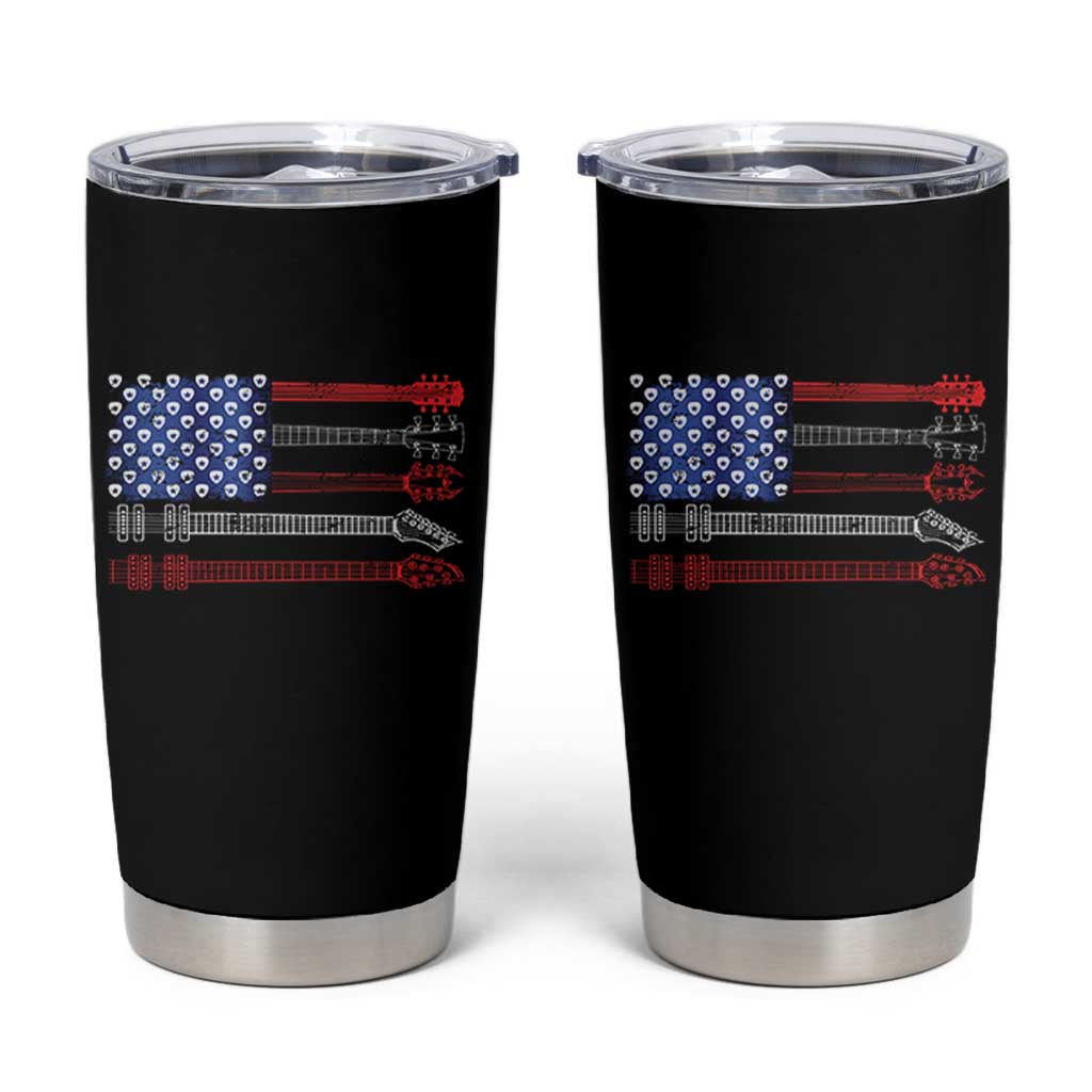 USA Flag Guitar Player Tumbler Cup 4th of July Musician Guitarist - Wonder Print Shop
