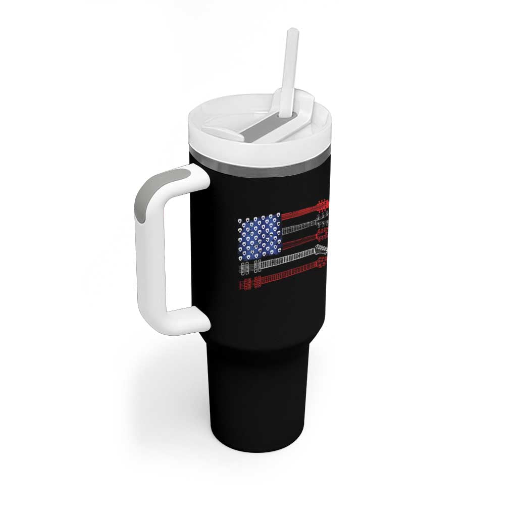 USA Flag Guitar Player Tumbler With Handle 4th of July Musician Guitarist - Wonder Print Shop