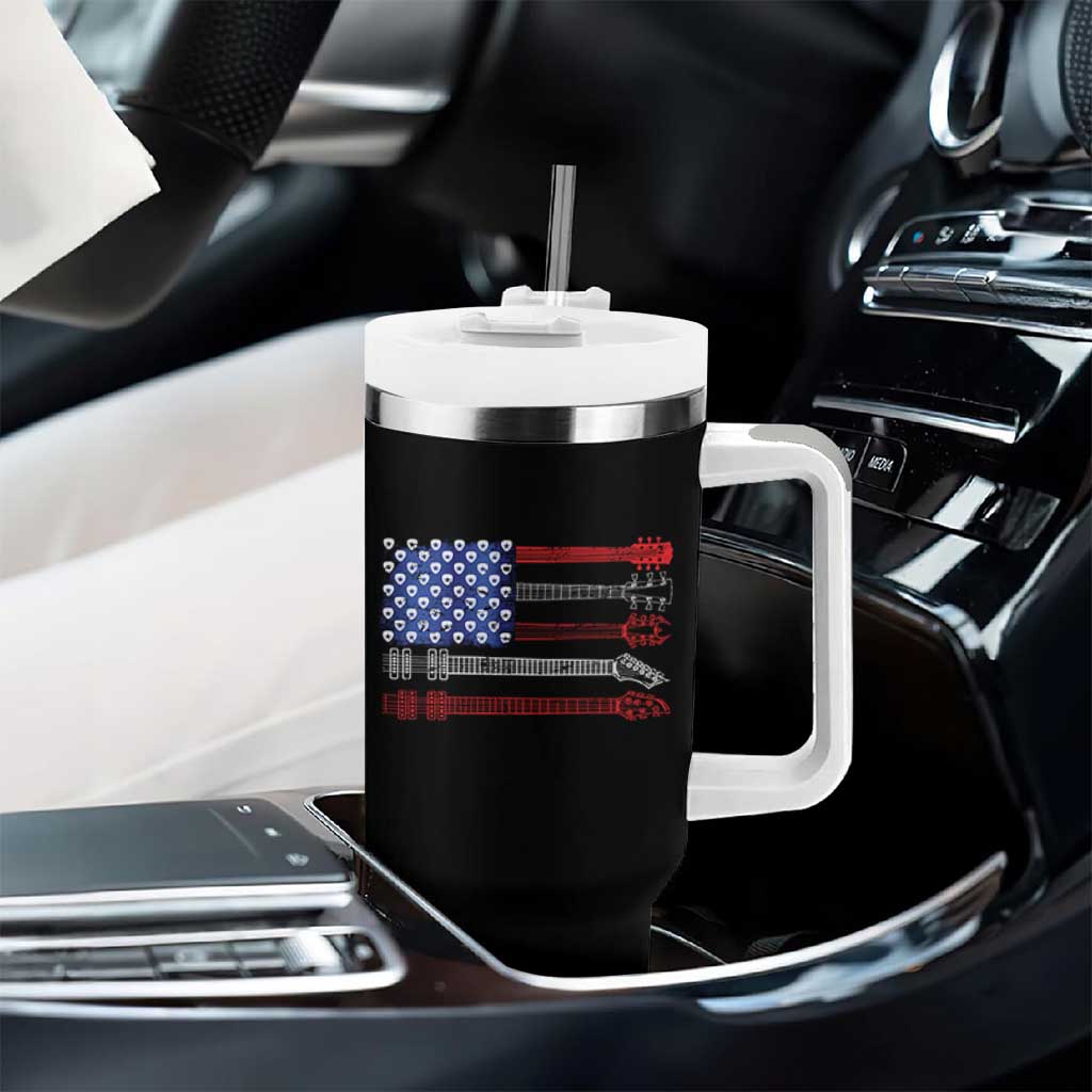 USA Flag Guitar Player Tumbler With Handle 4th of July Musician Guitarist - Wonder Print Shop