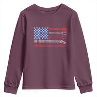 USA Flag Guitar Player Youth Sweatshirt 4th of July Musician Guitarist - Wonder Print Shop