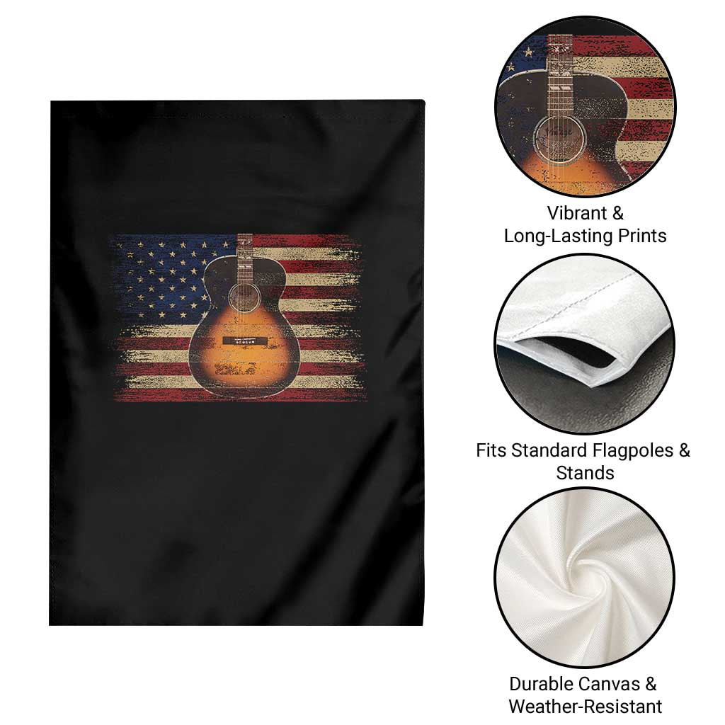 USA Flag Guitar Player Garden Flag Retro 4th of July Musician Guitarist - Wonder Print Shop