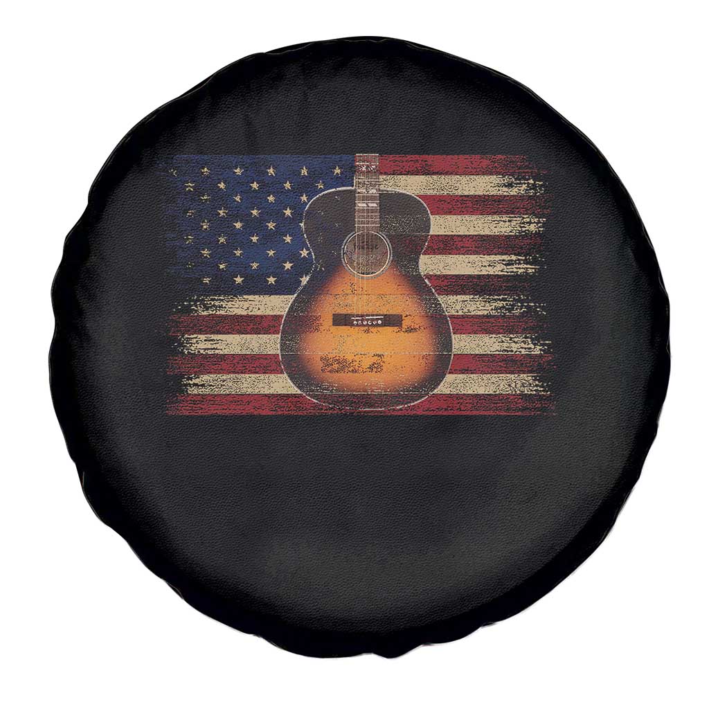 USA Flag Guitar Player Spare Tire Cover Retro 4th of July Musician Guitarist - Wonder Print Shop