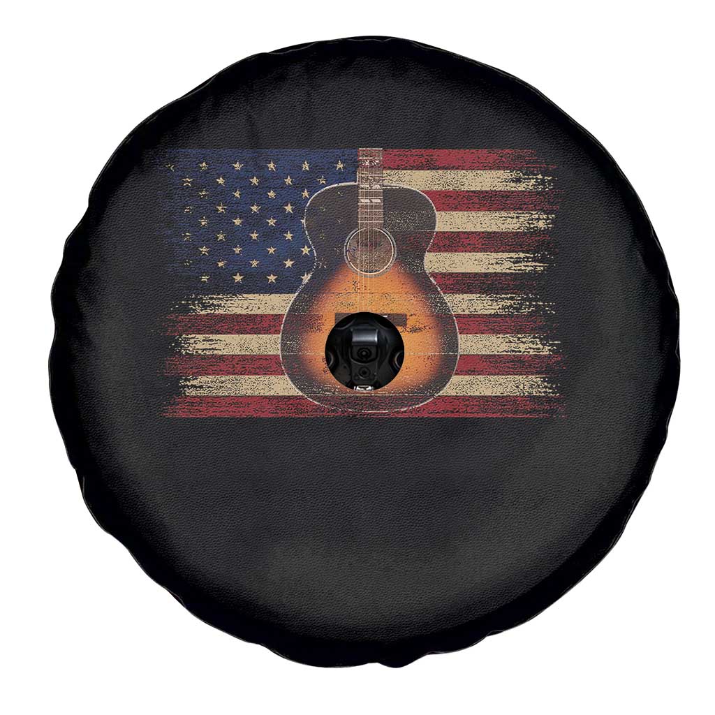 USA Flag Guitar Player Spare Tire Cover Retro 4th of July Musician Guitarist - Wonder Print Shop