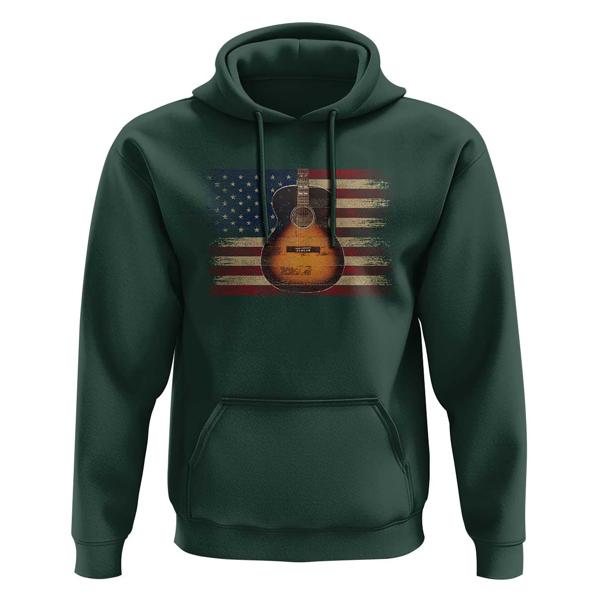 USA Flag Guitar Player Hoodie Retro 4th of July Musician Guitarist - Wonder Print Shop