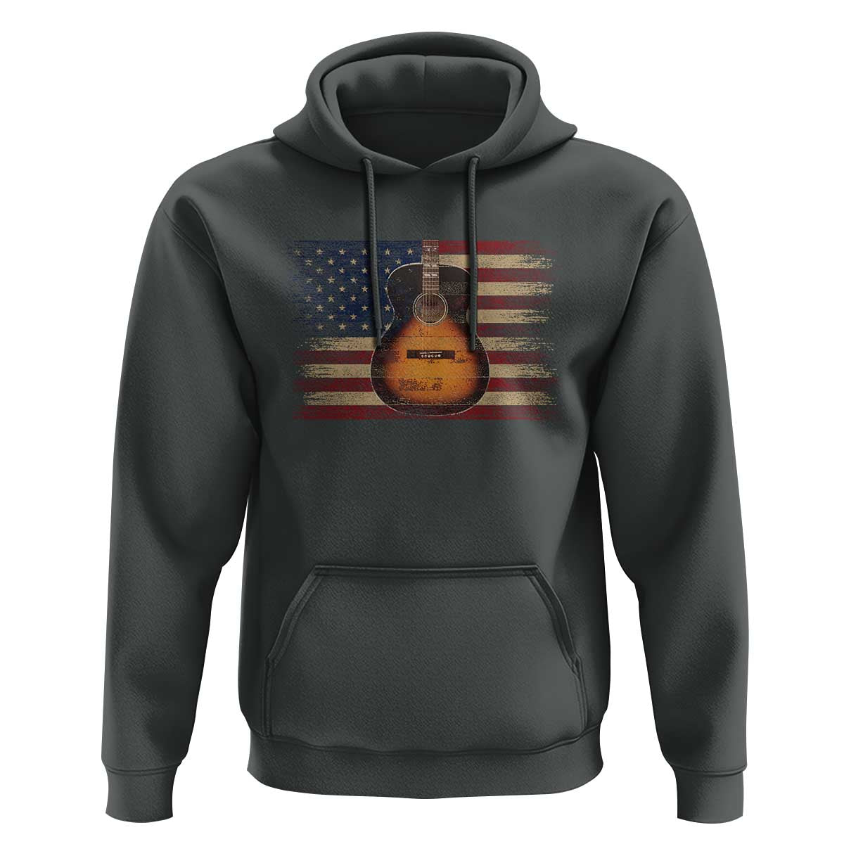 USA Flag Guitar Player Hoodie Retro 4th of July Musician Guitarist - Wonder Print Shop