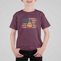 USA Flag Guitar Player T Shirt For Kid Retro 4th of July Musician Guitarist - Wonder Print Shop