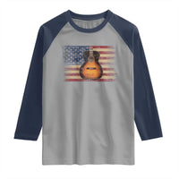 USA Flag Guitar Player Raglan Shirt Retro 4th of July Musician Guitarist - Wonder Print Shop