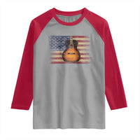 USA Flag Guitar Player Raglan Shirt Retro 4th of July Musician Guitarist - Wonder Print Shop